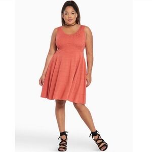 H.P. Relist (2X) TORRID Coral Cross Stitch Fit n Flare Midi Dress
